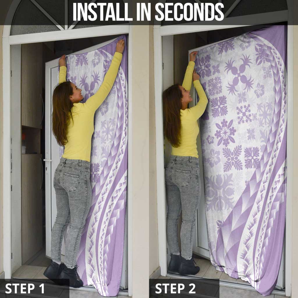 Purple Hawaiian Quilt Pattern Door Cover Mixed Polynesian Tribal Arty - Polynesian Pride