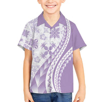 Purple Hawaiian Quilt Pattern Family Matching Short Sleeve Bodycon Dress and Hawaiian Shirt Mixed Polynesian Tribal Arty