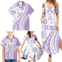 Purple Hawaiian Quilt Pattern Family Matching Summer Maxi Dress and Hawaiian Shirt Mixed Polynesian Tribal Arty LT9 - Polynesian Pride