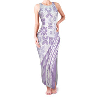 Purple Hawaiian Quilt Pattern Family Matching Tank Maxi Dress and Hawaiian Shirt Mixed Polynesian Tribal Arty LT9 Mom's Dress Purple - Polynesian Pride