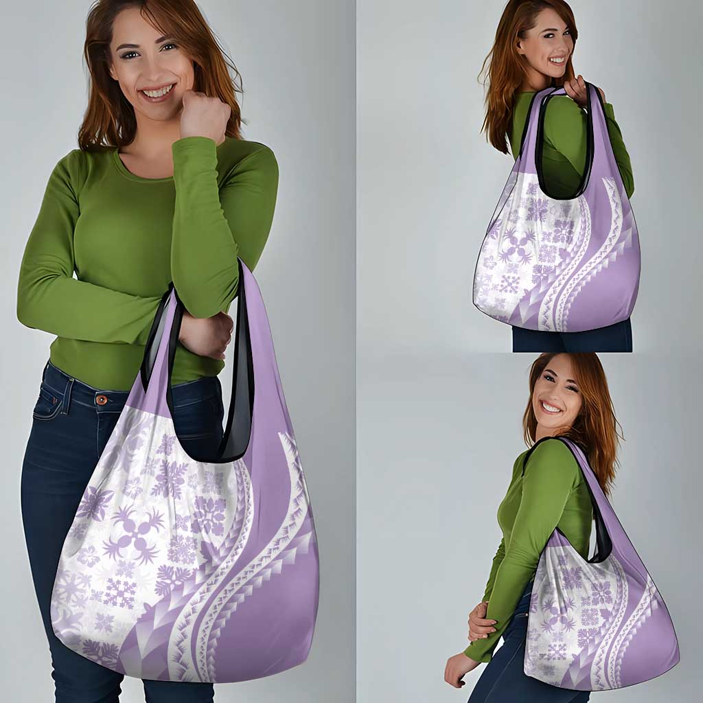 Purple Hawaiian Quilt Pattern Grocery Bag Mixed Polynesian Tribal Arty LT9 - Polynesian Pride