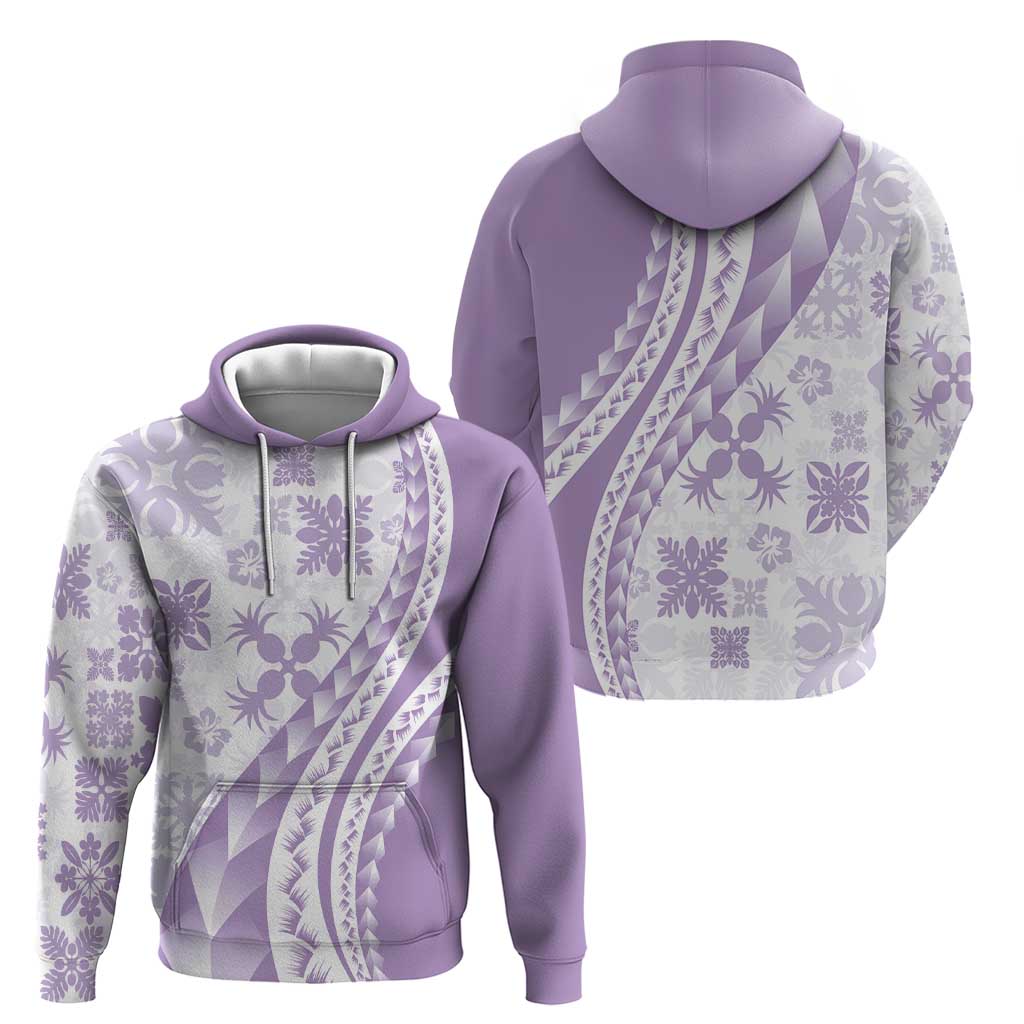Purple Hawaiian Quilt Pattern Hoodie Mixed Polynesian Tribal Arty