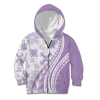 Purple Hawaiian Quilt Pattern Kid Hoodie Mixed Polynesian Tribal Arty