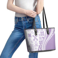 Purple Hawaiian Quilt Pattern Leather Tote Bag Mixed Polynesian Tribal Arty LT9 - Polynesian Pride