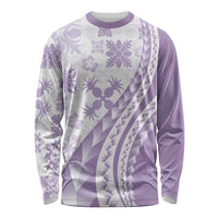 Purple Hawaiian Quilt Pattern Long Sleeve Shirt Mixed Polynesian Tribal Arty LT9 Unisex Purple - Polynesian Pride