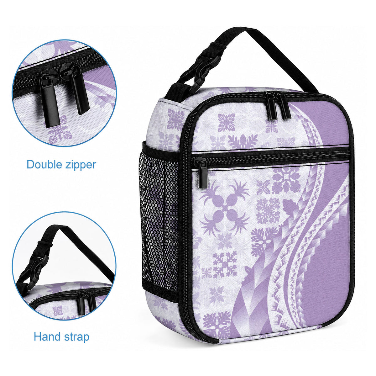 Purple Hawaiian Quilt Pattern Lunch Bag Mixed Polynesian Tribal Arty LT9 - Polynesian Pride