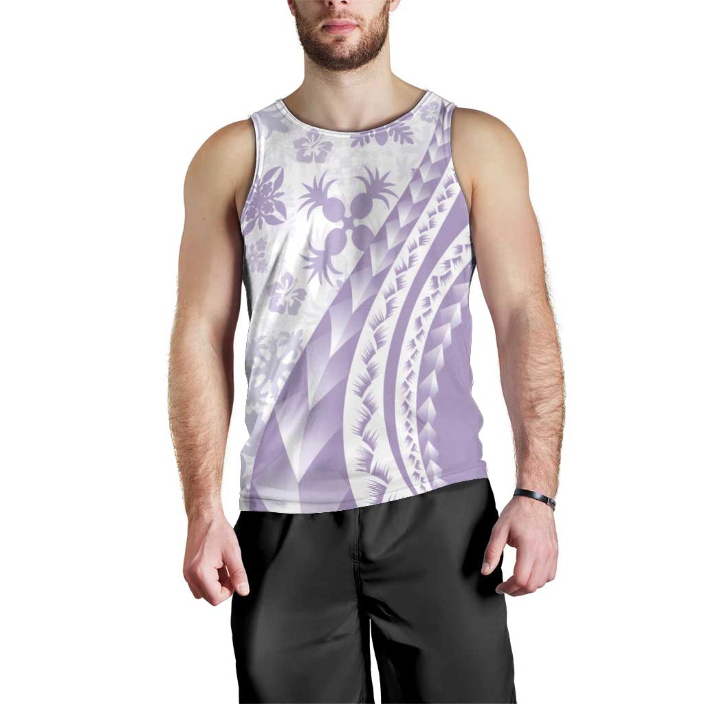 Purple Hawaiian Quilt Pattern Men Tank Top Mixed Polynesian Tribal Arty