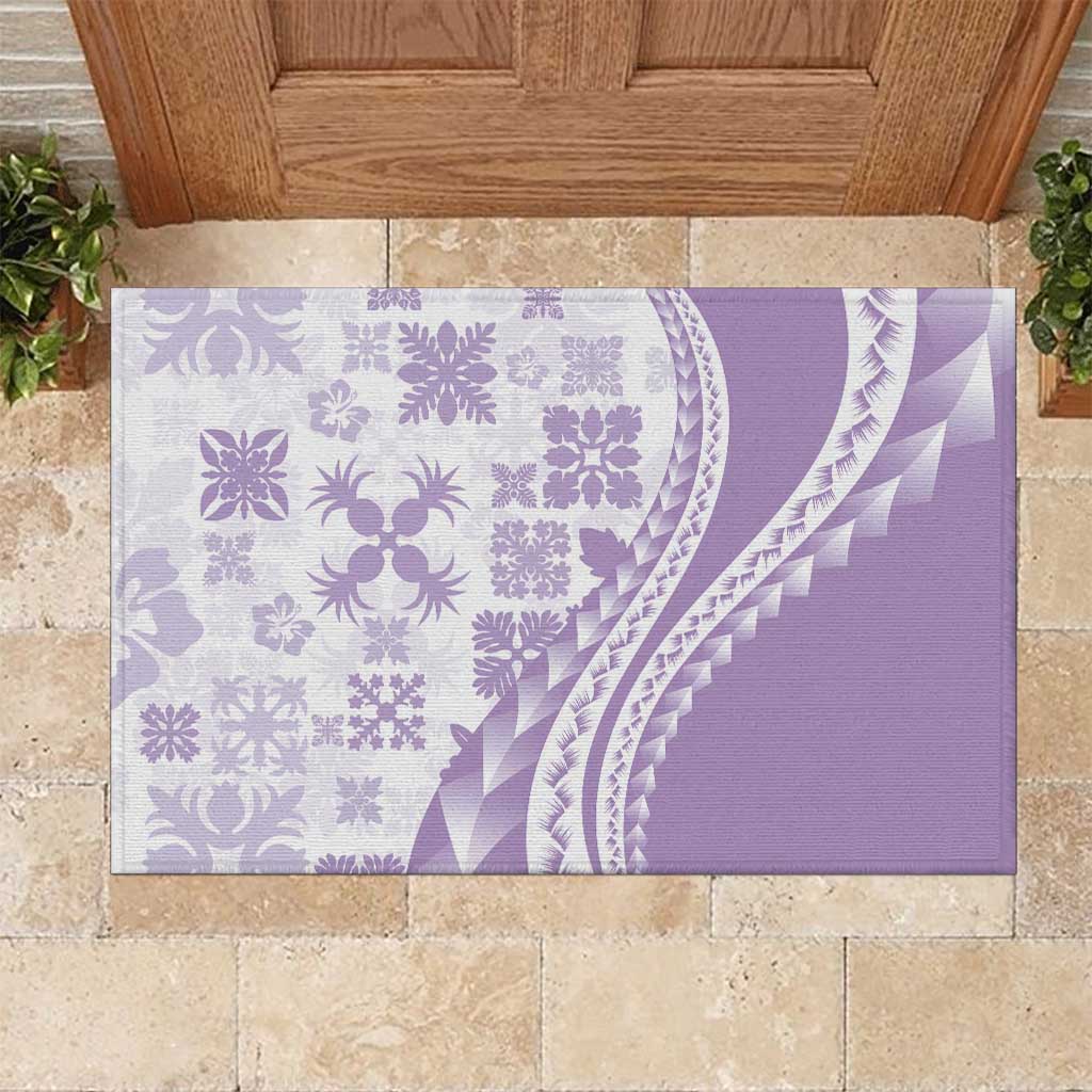 Purple Hawaiian Quilt Pattern Rubber Doormat Mixed Polynesian Tribal Arty LT9 Purple - Polynesian Pride