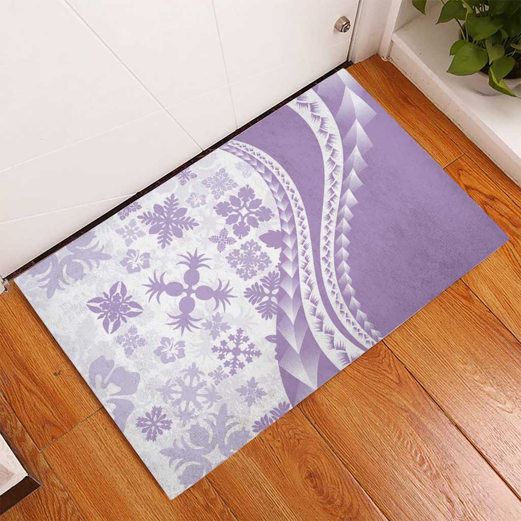 Purple Hawaiian Quilt Pattern Rubber Doormat Mixed Polynesian Tribal Arty LT9 - Polynesian Pride