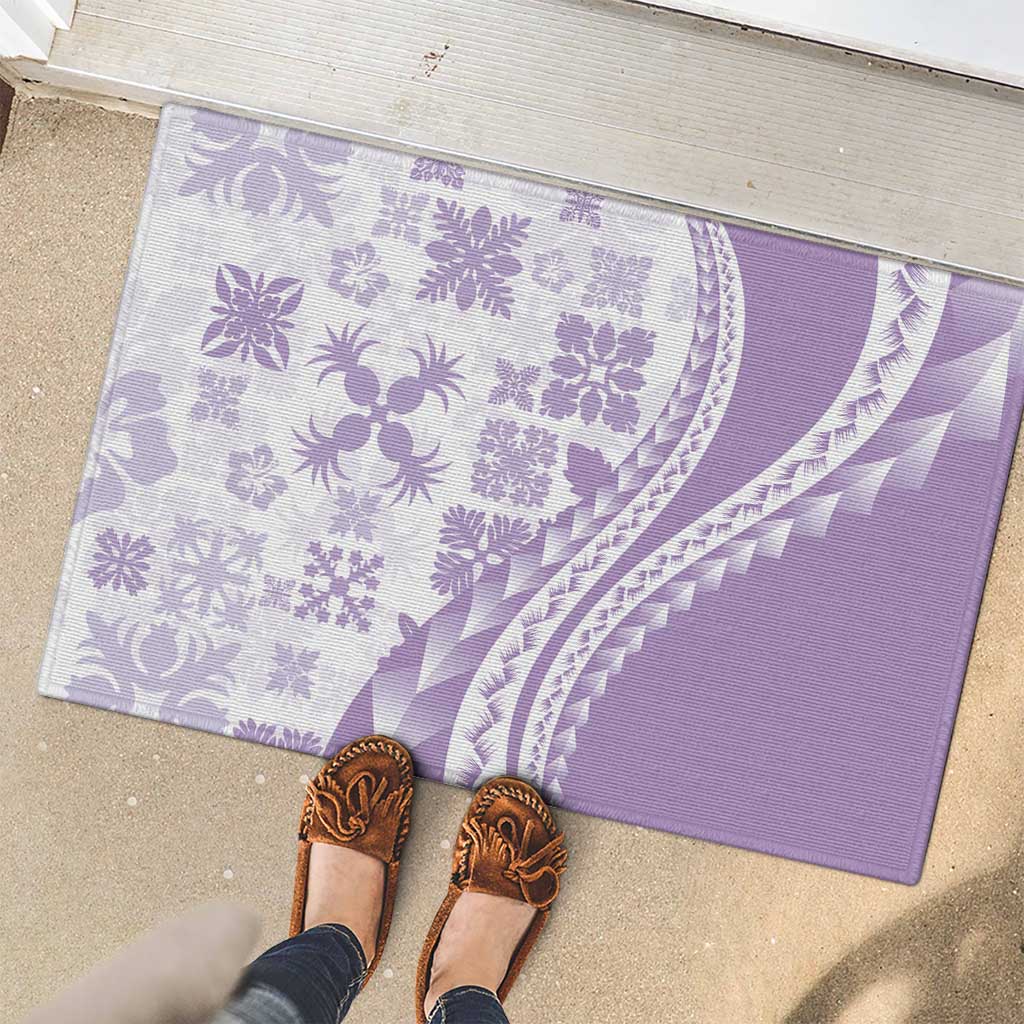 Purple Hawaiian Quilt Pattern Rubber Doormat Mixed Polynesian Tribal Arty LT9 - Polynesian Pride
