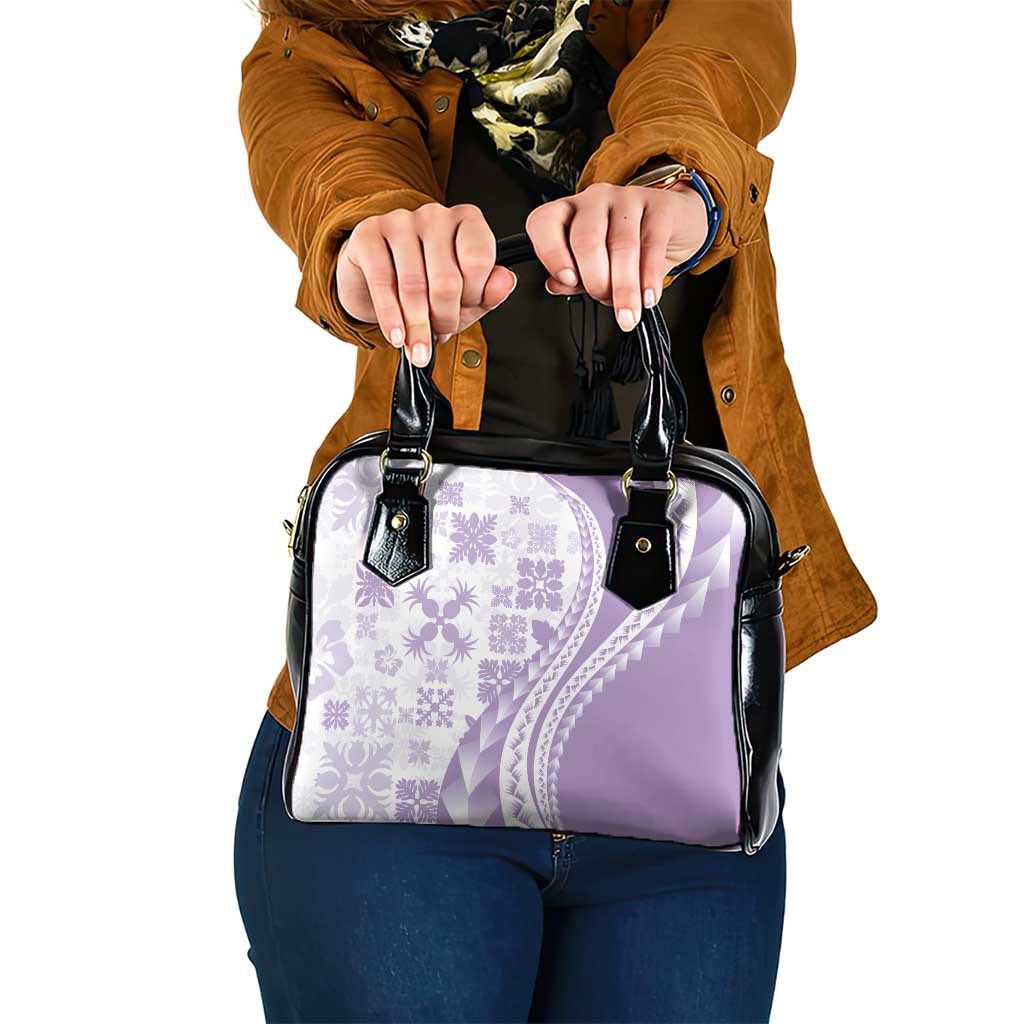 Purple Hawaiian Quilt Pattern Shoulder Handbag Mixed Polynesian Tribal Arty