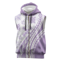 Purple Hawaiian Quilt Pattern Sleeveless Zip Hoodie Mixed Polynesian Tribal Arty - Polynesian Pride