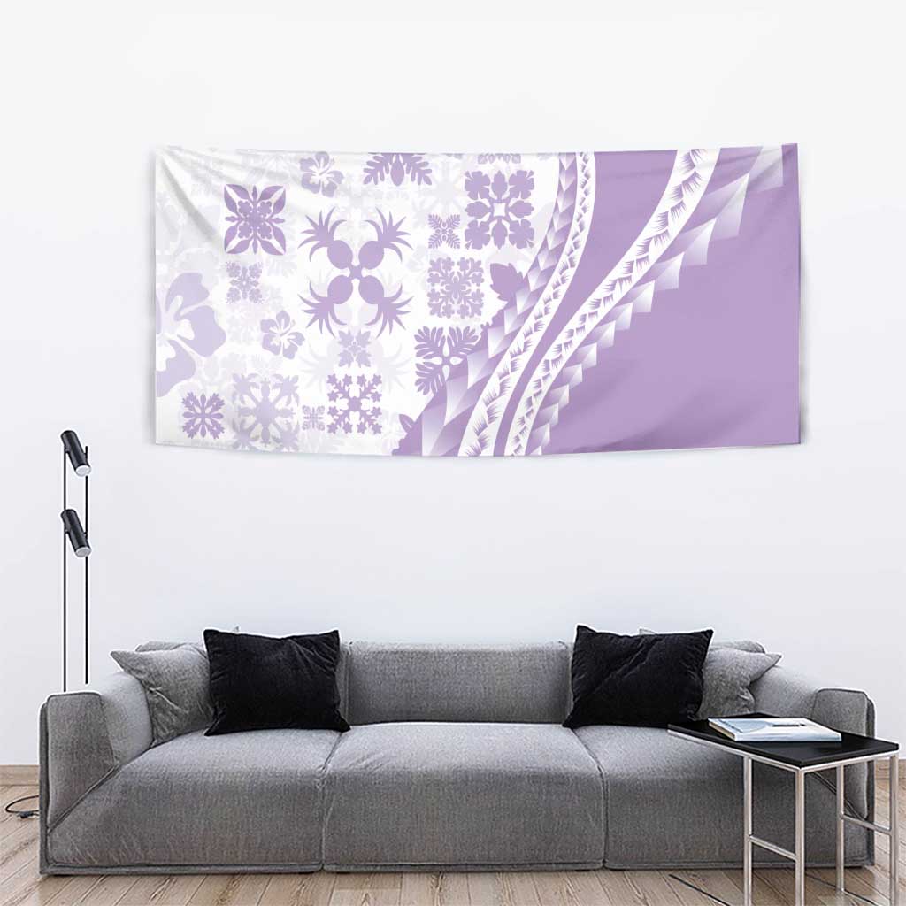 Purple Hawaiian Quilt Pattern Tapestry Mixed Polynesian Tribal Arty