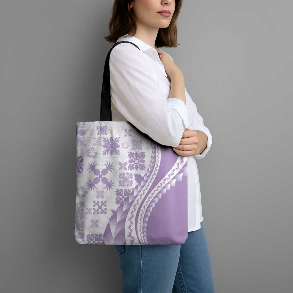 Purple Hawaiian Quilt Pattern Tote Bag Mixed Polynesian Tribal Arty LT9 - Polynesian Pride
