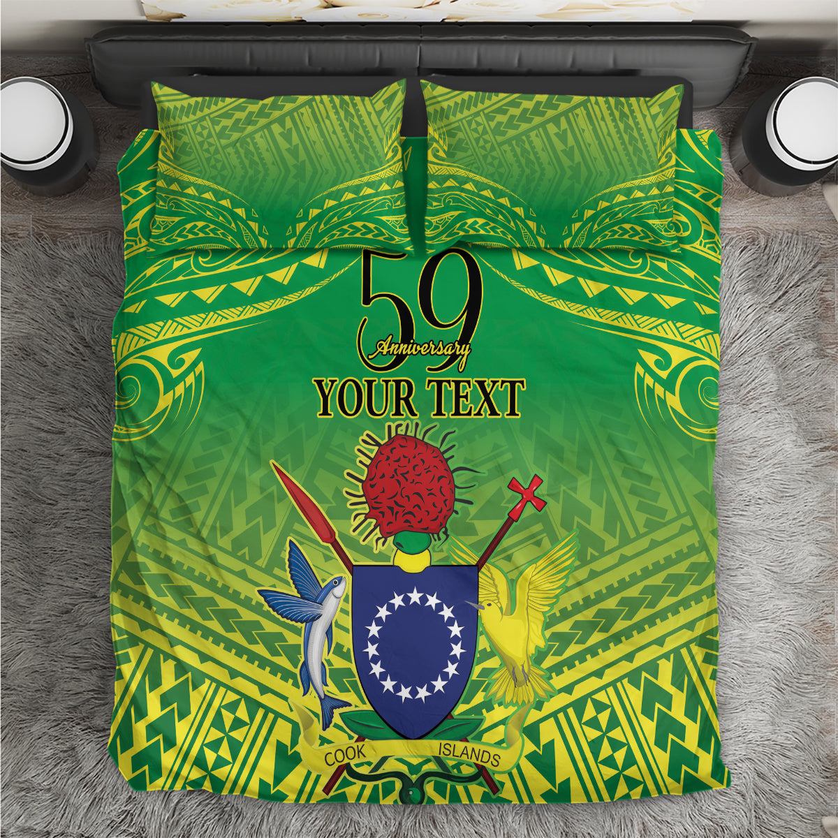 Cook Islands Constitution Day Bedding Set Kuki Airani Since 1965 LT9 Green - Polynesian Pride