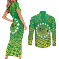Cook Islands Constitution Day Couples Matching Short Sleeve Bodycon Dress and Long Sleeve Button Shirt Kuki Airani Since 1965 LT9 - Polynesian Pride