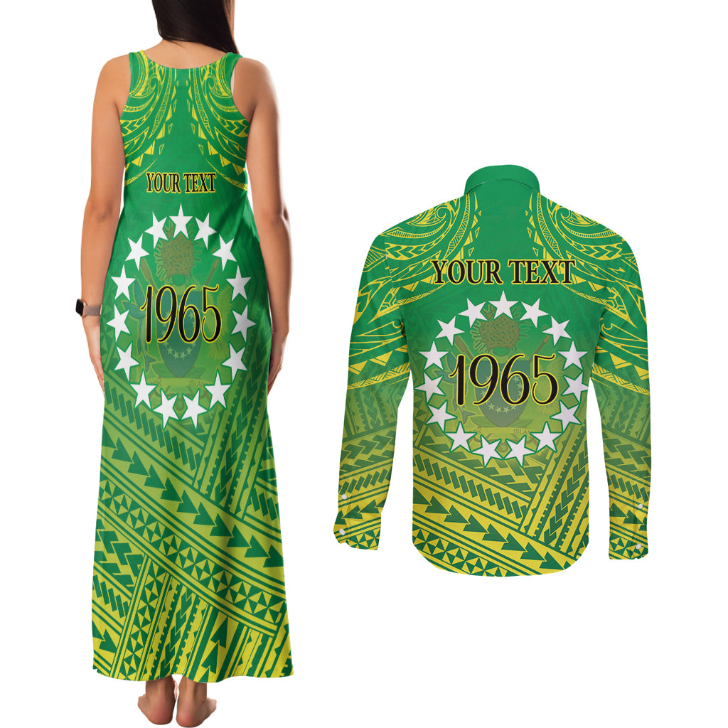 Cook Islands Constitution Day Couples Matching Tank Maxi Dress and Long Sleeve Button Shirt Kuki Airani Since 1965 LT9 - Polynesian Pride