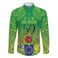 Cook Islands Constitution Day Family Matching Mermaid Dress and Hawaiian Shirt Kuki Airani Since 1965 LT9 Dad's Shirt - Long Sleeve Green - Polynesian Pride