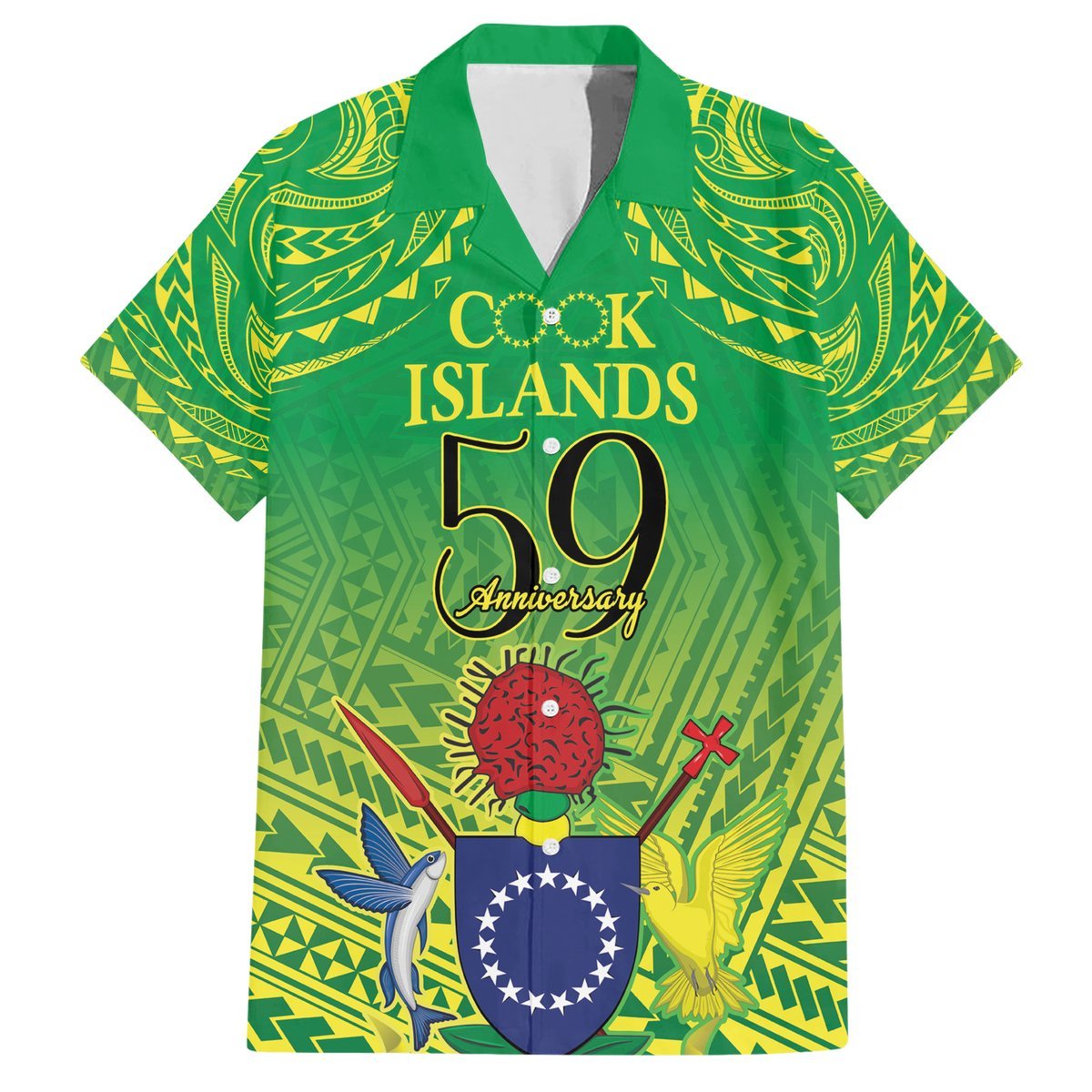 Cook Islands Constitution Day Hawaiian Shirt Kuki Airani Since 1965 LT9 Green - Polynesian Pride