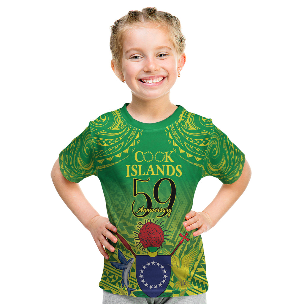 Cook Islands Constitution Day Kid T Shirt Kuki Airani Since 1965 LT9 Green - Polynesian Pride