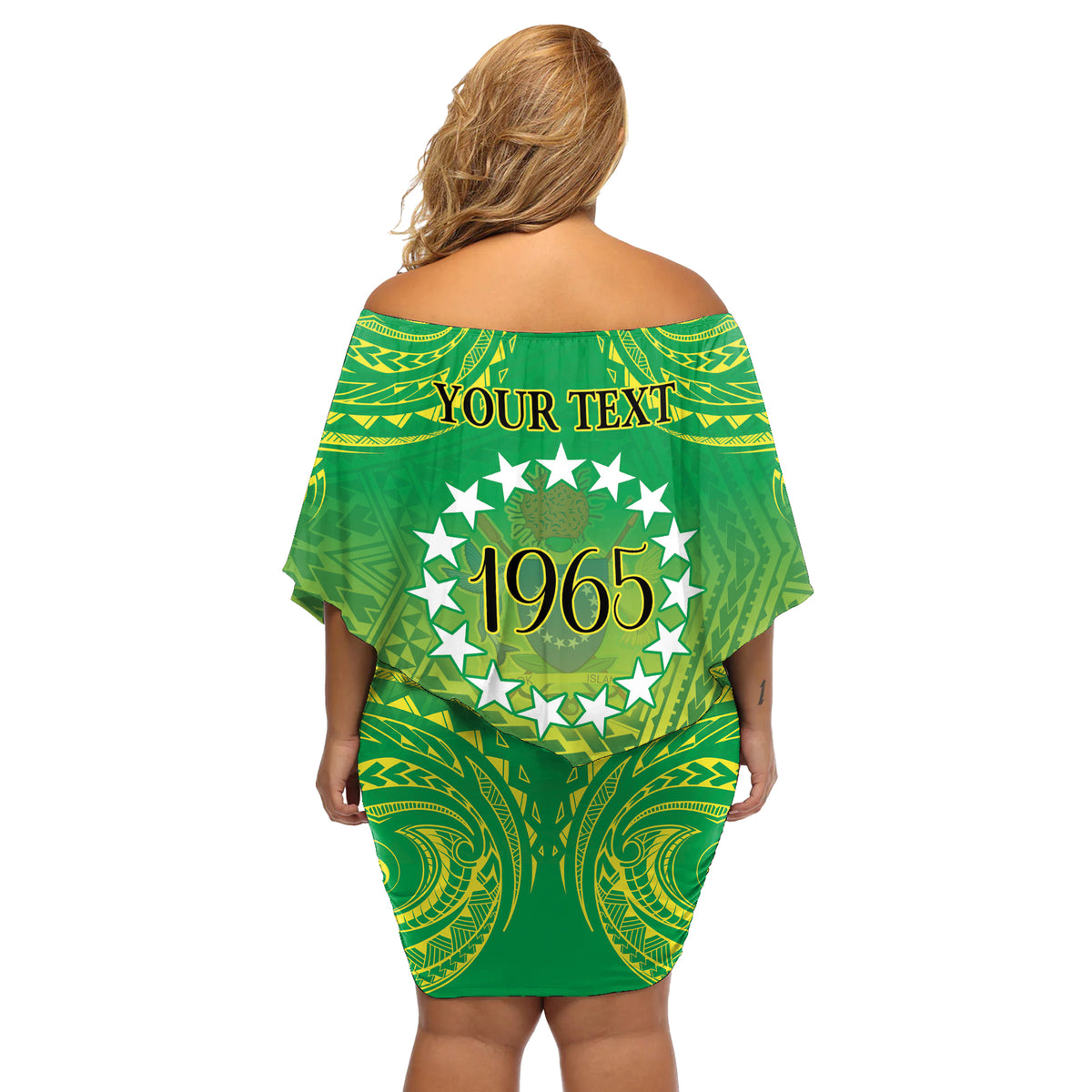 Cook Islands Constitution Day Off Shoulder Short Dress Kuki Airani Since 1965