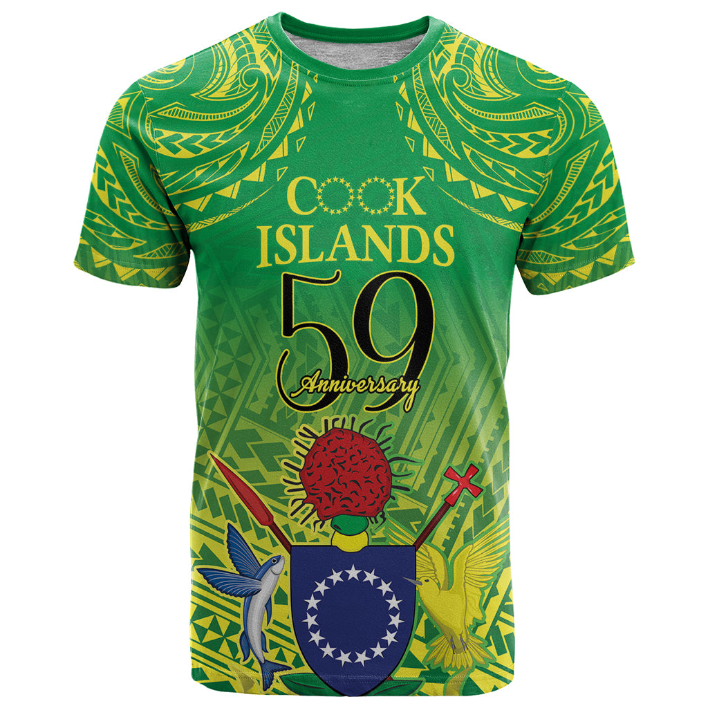 Cook Islands Constitution Day T Shirt Kuki Airani Since 1965 LT9 Green - Polynesian Pride