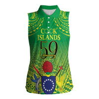Cook Islands Constitution Day Women Sleeveless Polo Shirt Kuki Airani Since 1965 LT9 Female Green - Polynesian Pride