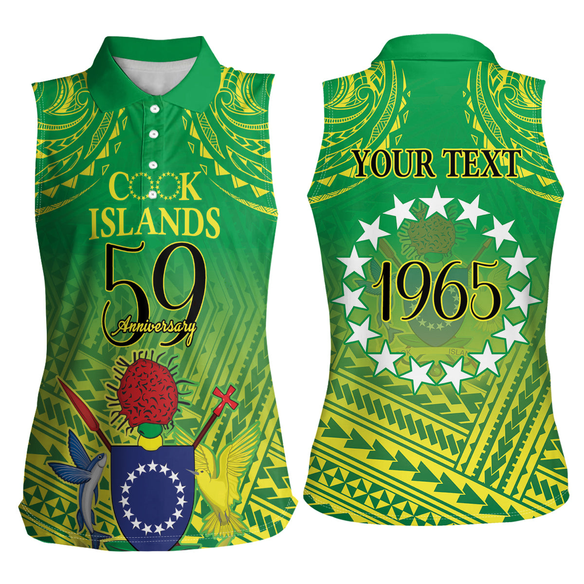 Cook Islands Constitution Day Women Sleeveless Polo Shirt Kuki Airani Since 1965 LT9 - Polynesian Pride