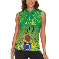 Cook Islands Constitution Day Women Sleeveless Polo Shirt Kuki Airani Since 1965 LT9 - Polynesian Pride