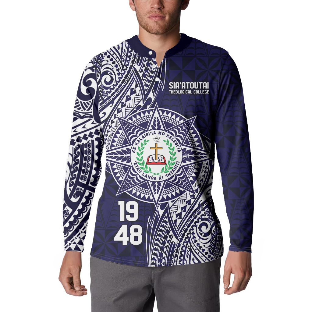 Personalised Tonga Sia'atoutai Theological College Button Sweatshirt Since 1948 Special Kupesi Pattern