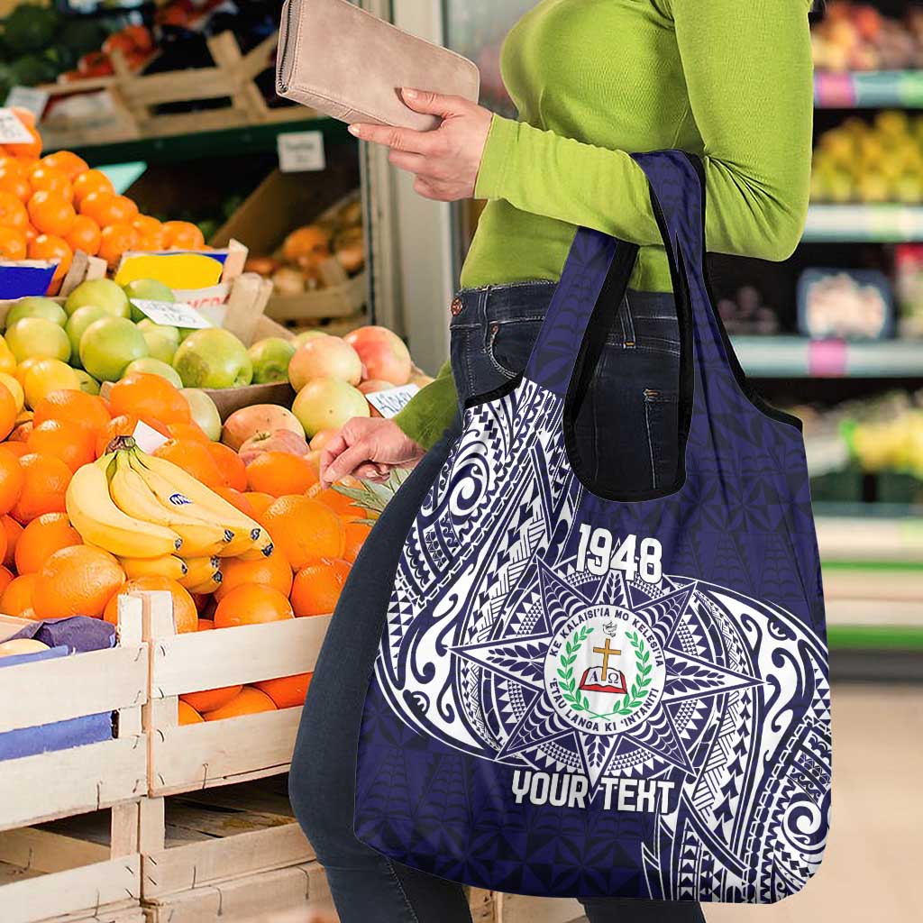 Personalised Tonga Sia'atoutai Theological College Grocery Bag Since 1948 Special Kupesi Pattern