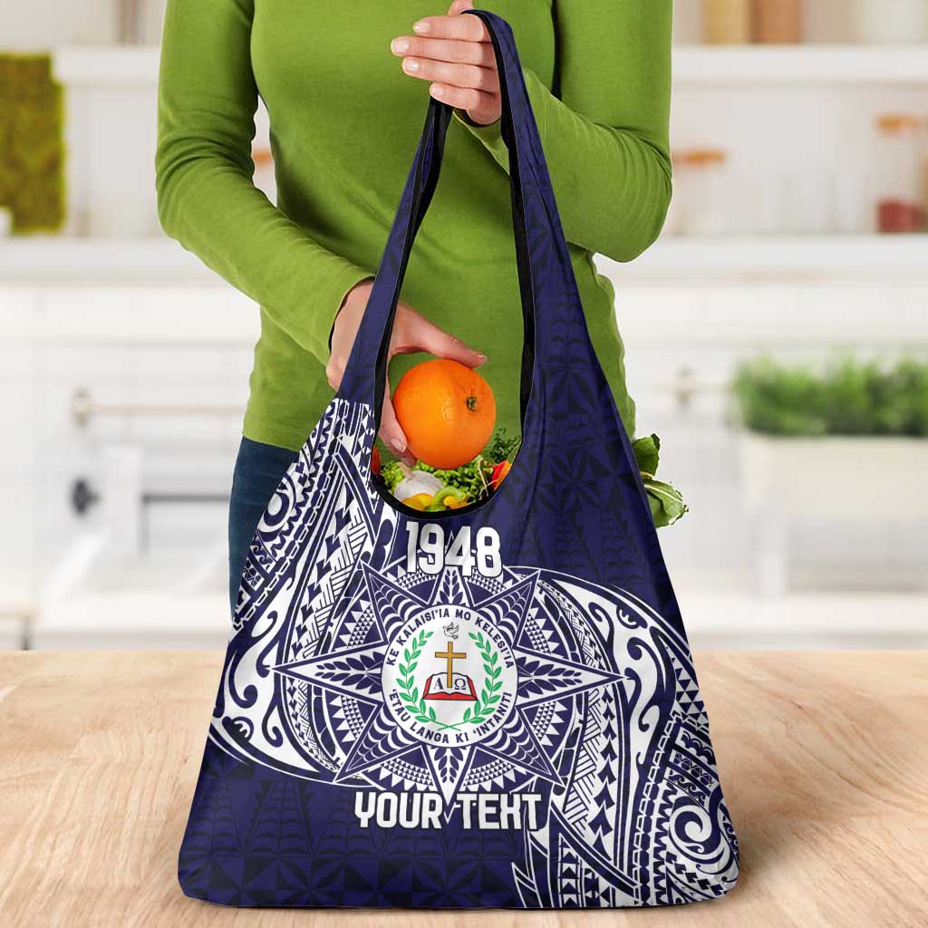Personalised Tonga Sia'atoutai Theological College Grocery Bag Since 1948 Special Kupesi Pattern