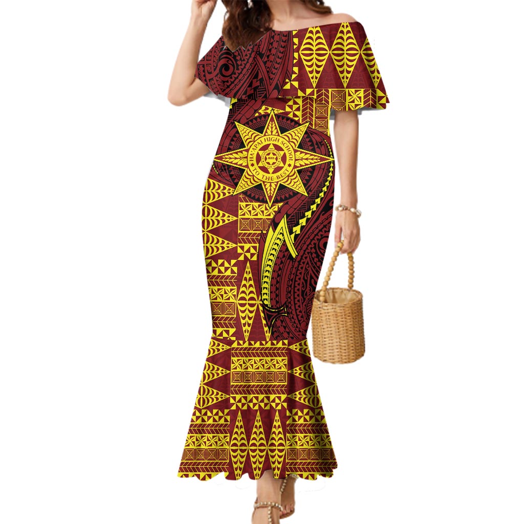 Personalised Tonga Haapai High School Family Matching Mermaid Dress and Hawaiian Shirt Special Kupesi Pattern