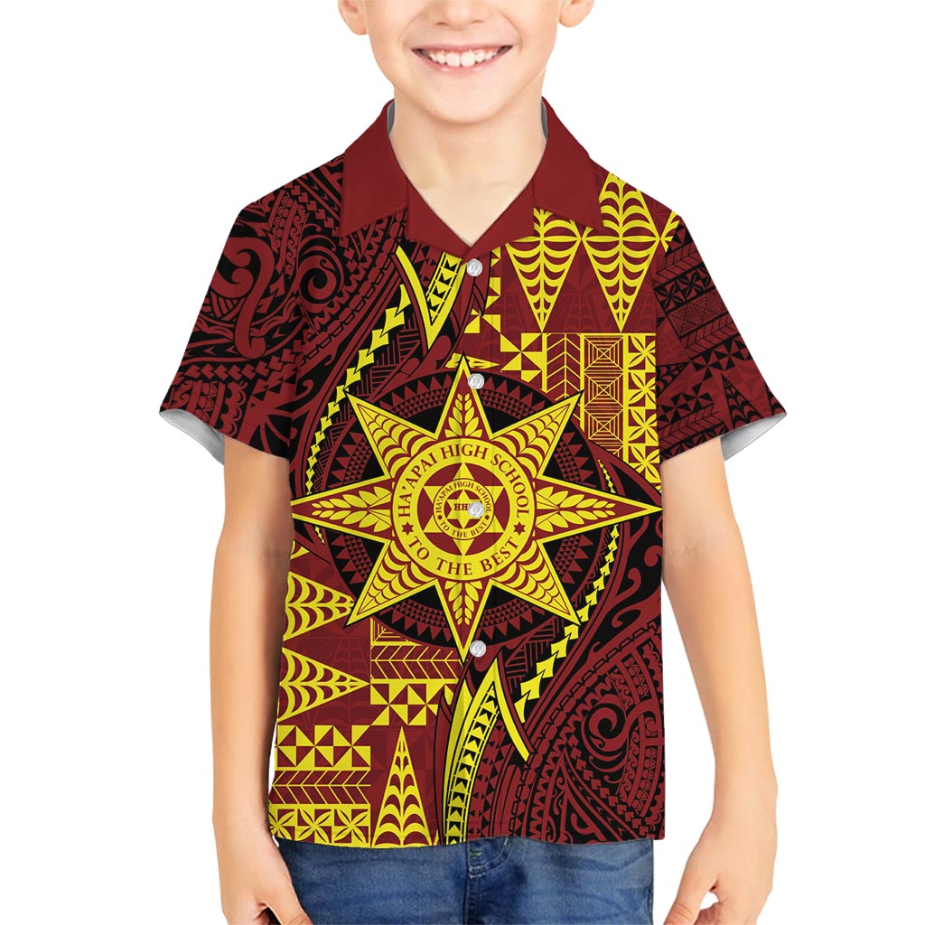 Personalised Tonga Haapai High School Family Matching Tank Maxi Dress and Hawaiian Shirt Special Kupesi Pattern