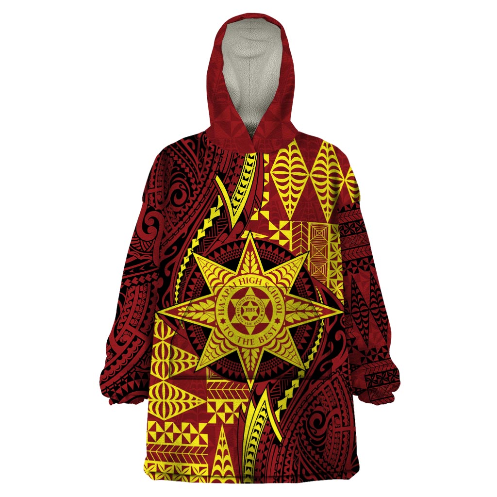 Personalised Tonga Haapai High School Wearable Blanket Hoodie Special Kupesi Pattern LT9 One Size Gold - Polynesian Pride