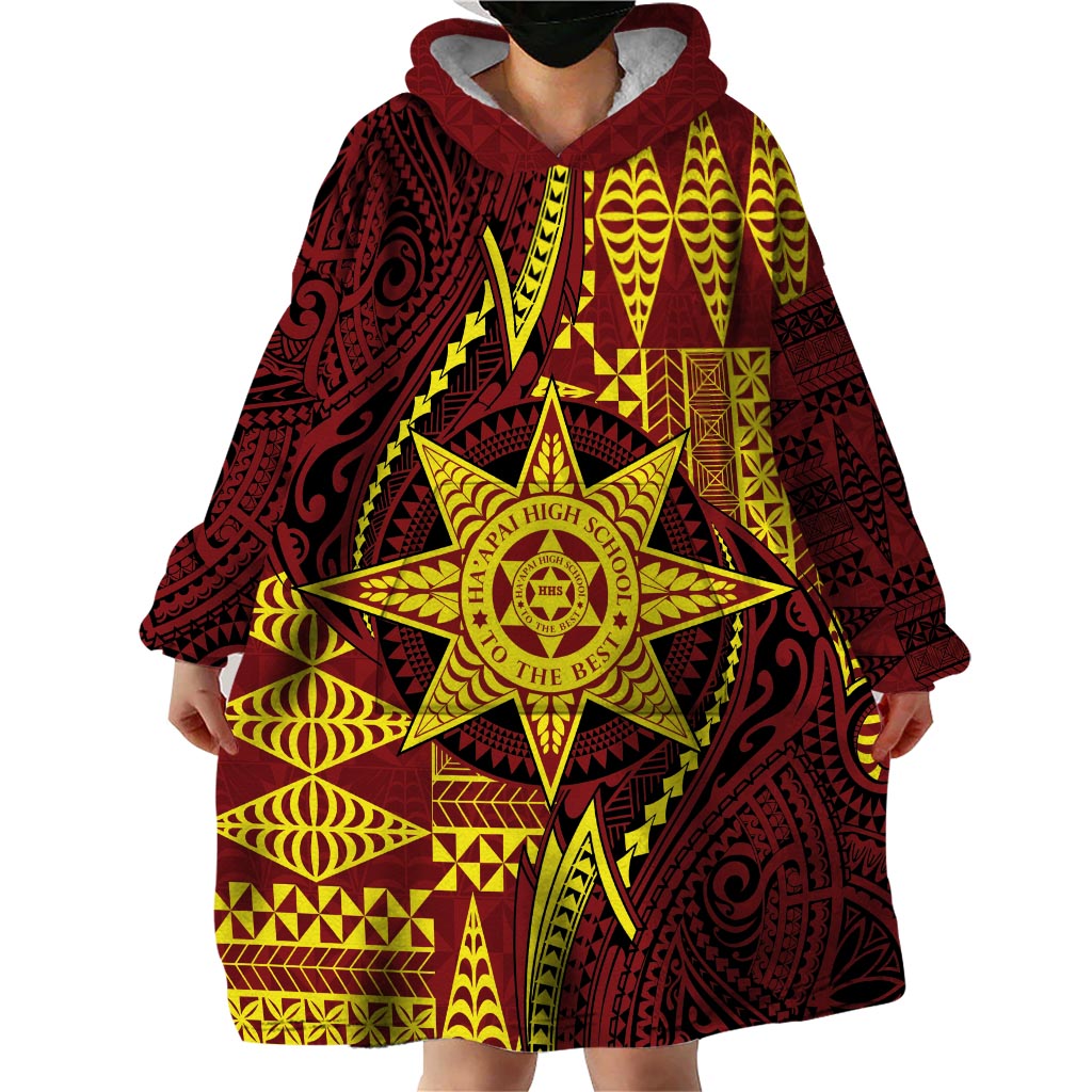 Personalised Tonga Haapai High School Wearable Blanket Hoodie Special Kupesi Pattern LT9 - Polynesian Pride