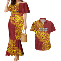 Personalised Tonga Niuatoputapu High School Couples Matching Mermaid Dress and Hawaiian Shirt Special Kupesi Pattern