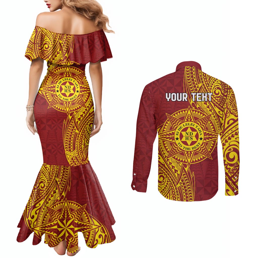 Personalised Tonga Niuatoputapu High School Couples Matching Mermaid Dress and Long Sleeve Button Shirt Special Kupesi Pattern