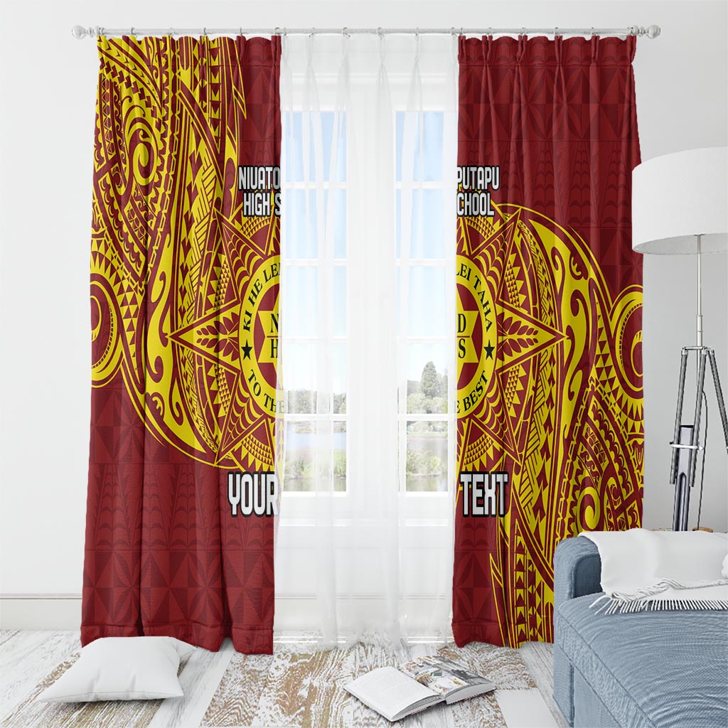 Personalised Tonga Niuatoputapu High School Window Curtain Special Kupesi Pattern
