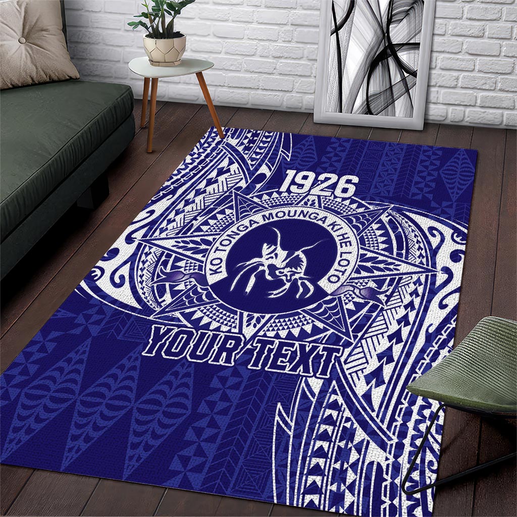 Personalised Tonga Queen Salote College Area Rug Kolisi Fefine 1926 Special Kupesi Pattern LT9 Blue - Polynesian Pride