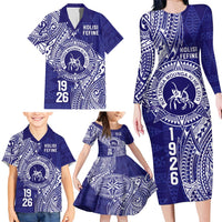 Personalised Tonga Queen Salote College Family Matching Long Sleeve Bodycon Dress and Hawaiian Shirt Kolisi Fefine 1926 Special Kupesi Pattern LT9 - Polynesian Pride