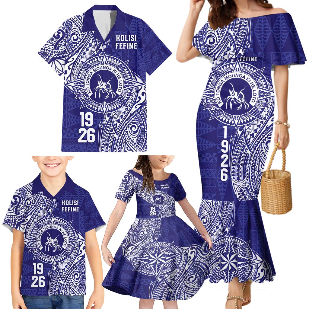 Personalised Tonga Queen Salote College Family Matching Mermaid Dress and Hawaiian Shirt Kolisi Fefine 1926 Special Kupesi Pattern