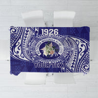Personalised Tonga Queen Salote College Tablecloth Kolisi Fefine 1926 Special Kupesi Pattern LT9 Blue - Polynesian Pride