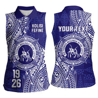 Personalised Tonga Queen Salote College Women Sleeveless Polo Shirt Kolisi Fefine 1926 Special Kupesi Pattern LT9 - Polynesian Pride