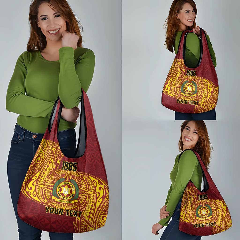 Personalised Tonga Vava'u High School Grocery Bag Since 1985 Special Kupesi Pattern