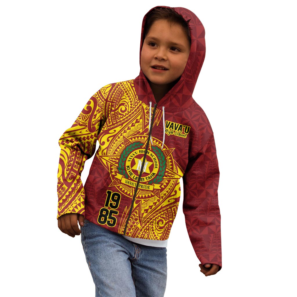 Personalised Tonga Vava'u High School Kid Hoodie Since 1985 Special Kupesi Pattern