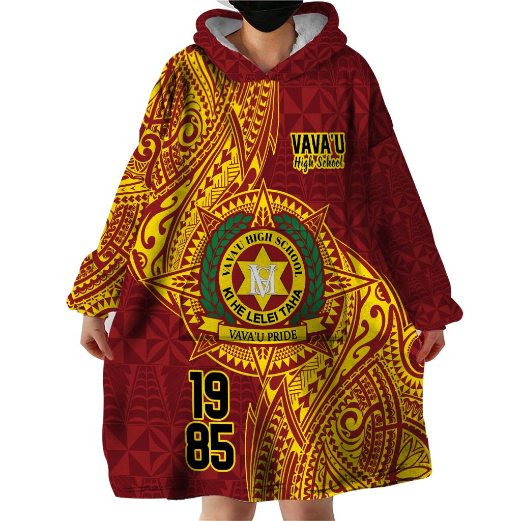 Personalised Tonga Vava'u High School Wearable Blanket Hoodie Since 1985 Special Kupesi Pattern LT9 - Polynesian Pride