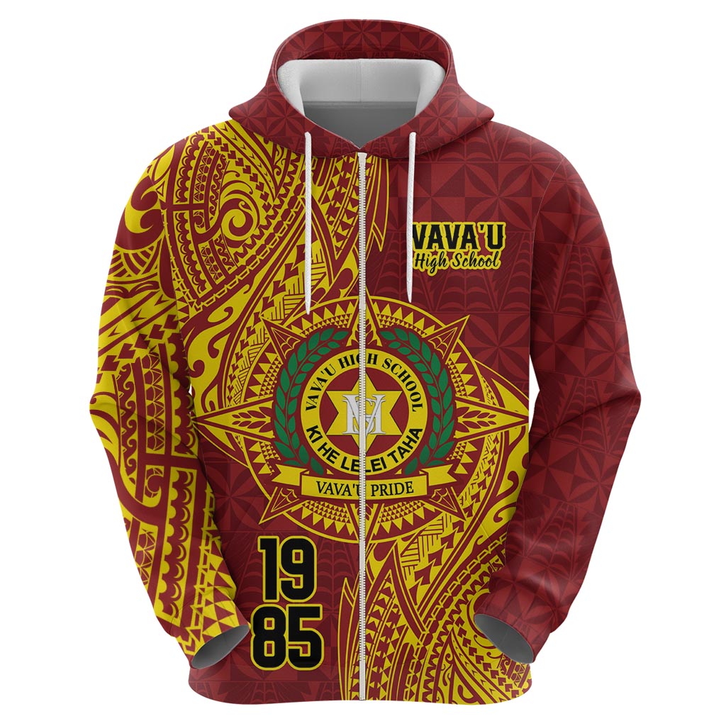 Personalised Tonga Vava'u High School Zip Hoodie Since 1985 Special Kupesi Pattern