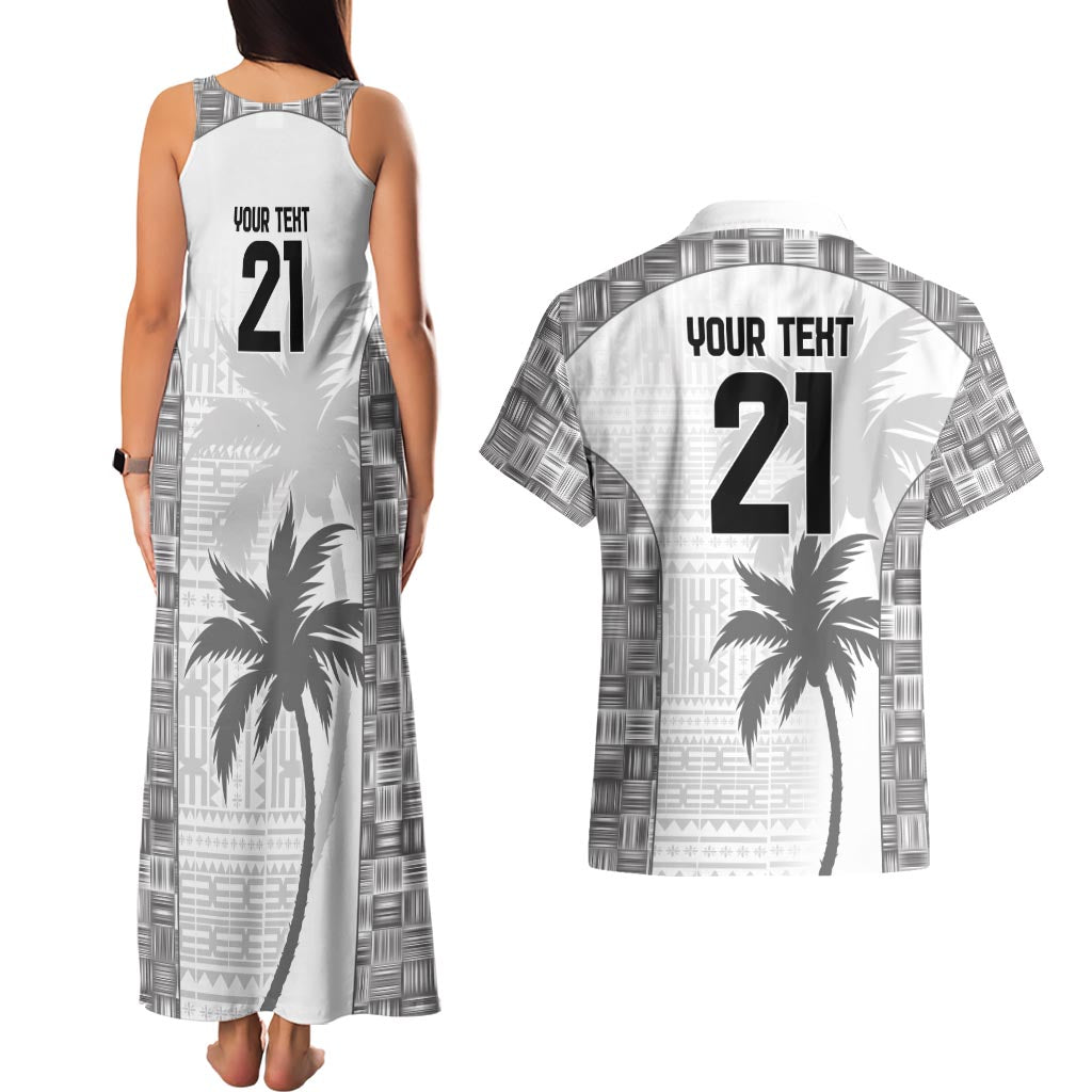 Custom Fiji Rugby Couples Matching Tank Maxi Dress and Hawaiian Shirt History Champions World Cup 7s - White LT9 - Polynesian Pride