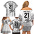 Custom Fiji Rugby Family Matching Off Shoulder Short Dress and Hawaiian Shirt History Champions World Cup 7s - White